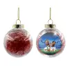 Transparent Christmas tree ball ornament with red filling 8cm