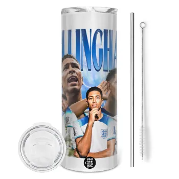 Jude Bellingham, Tumbler stainless steel 600ml, with metal straw & cleaning brush