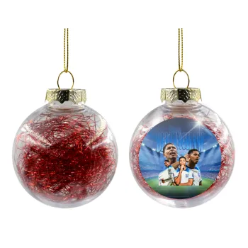 Jude Bellingham, Transparent Christmas tree ball ornament with red filling 8cm