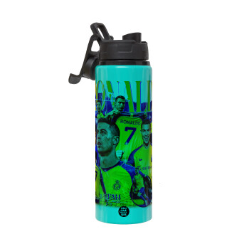 Cristiano Ronaldo Al Nassr, Metallic water bottle with safety lid, 850ml aluminum