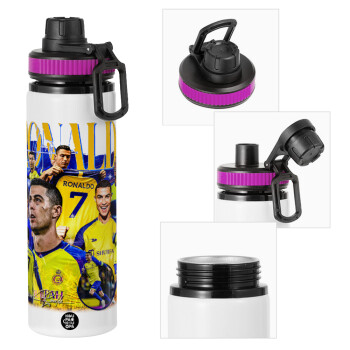 Cristiano Ronaldo Al Nassr, Metallic water bottle with safety lid, 850ml aluminum