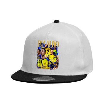 Cristiano Ronaldo Al Nassr, Καπέλο παιδικό Flat Snapback, Λευκό (100% ΒΑΜΒΑΚΕΡΟ, ΠΑΙΔΙΚΟ, UNISEX, ONE SIZE)