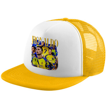 Cristiano Ronaldo Al Nassr, Καπέλο Ενηλίκων Soft Trucker με Δίχτυ Κίτρινο/White (POLYESTER, ΕΝΗΛΙΚΩΝ, UNISEX, ONE SIZE)