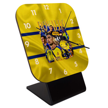 Cristiano Ronaldo Al Nassr, Quartz Table clock in natural wood (10cm)