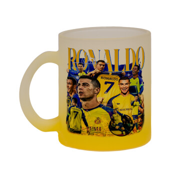 Cristiano Ronaldo Al Nassr, Κούπα γυάλινη δίχρωμη με βάση το κίτρινο ματ, 330ml