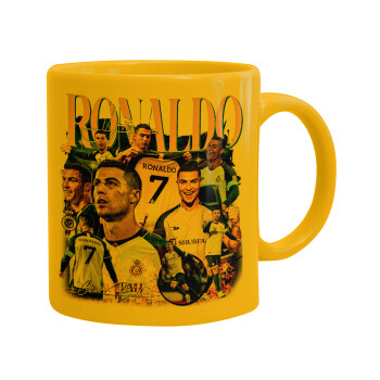 Cristiano Ronaldo Al Nassr, Ceramic coffee mug yellow, 330ml (1pcs)
