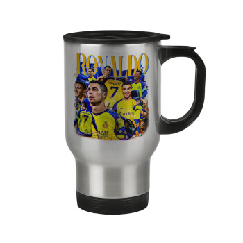 Cristiano Ronaldo Al Nassr, Stainless steel travel mug with lid, double wall 450ml