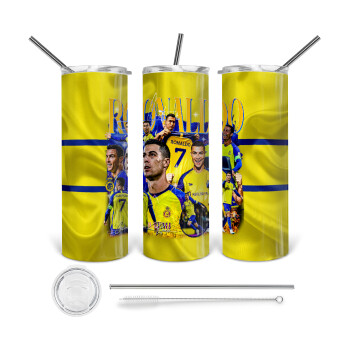 Cristiano Ronaldo Al Nassr, 360 Eco friendly stainless steel tumbler 600ml, with metal straw & cleaning brush