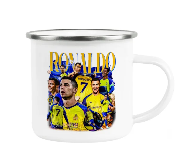 Cristiano Ronaldo Al Nassr — Metallic enamel cup white 360ml
