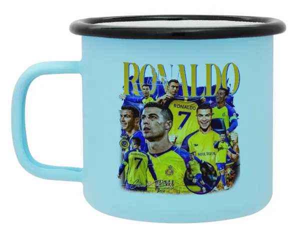 Cristiano Ronaldo Al Nassr — Κούπα Μεταλλική εμαγιέ ΜΑΤ σιέλ 360ml