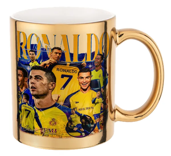 Cristiano Ronaldo Al Nassr — Mug ceramic, gold mirror, 330ml