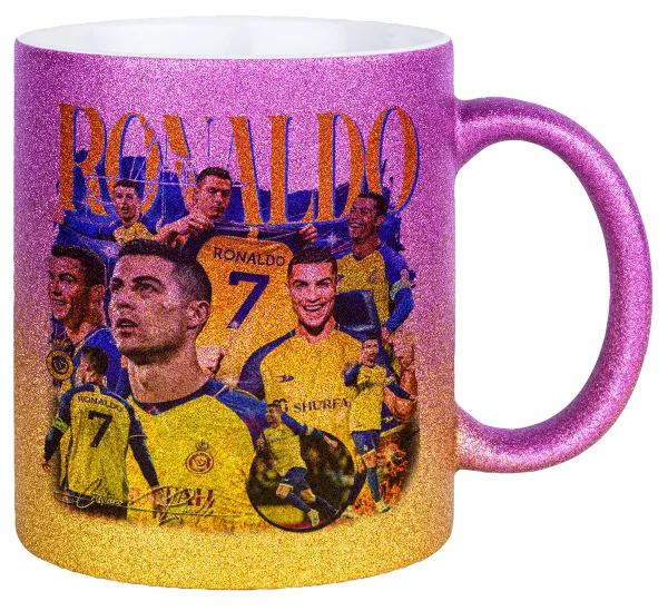 Cristiano Ronaldo Al Nassr — Κούπα Χρυσή/Ροζ Glitter, κεραμική, 330ml