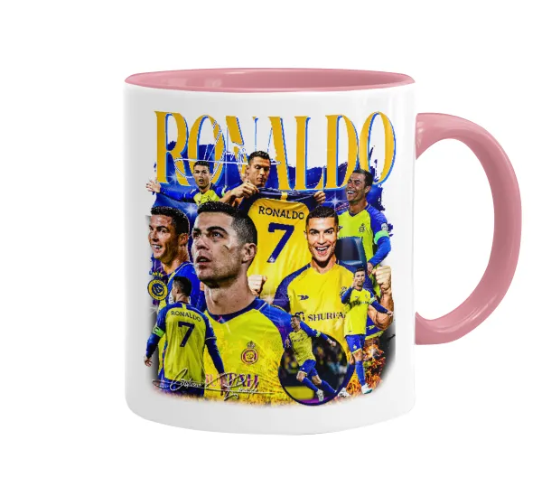Cristiano Ronaldo Al Nassr — Κούπα χρωματιστή ροζ, κεραμική, 330ml
