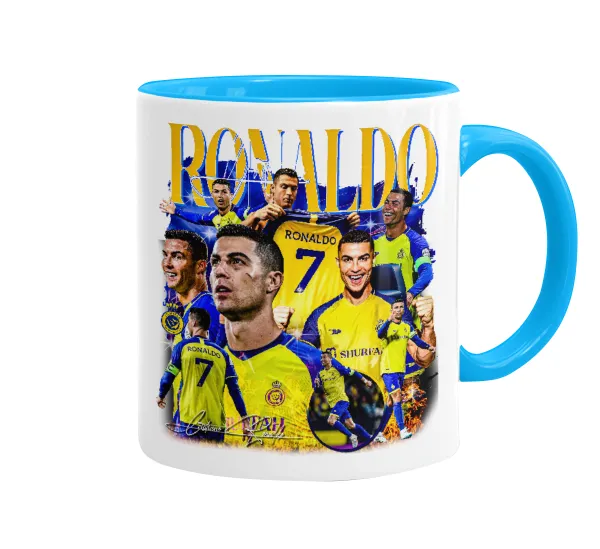 Cristiano Ronaldo Al Nassr — Mug colored light blue, ceramic, 330ml