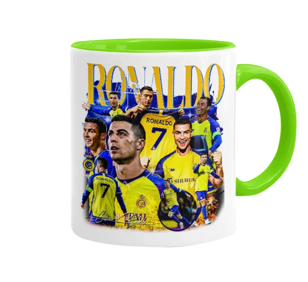 Cristiano Ronaldo Al Nassr — Mug colored light green, ceramic, 330ml