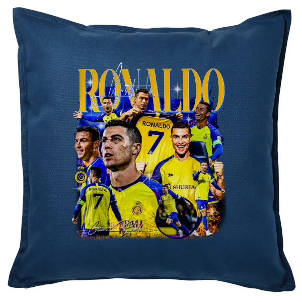 Cristiano Ronaldo Al Nassr — Μαξιλάρι καναπέ Μπλε 100% βαμβάκι, περιέχεται το γέμισμα (50x50cm)