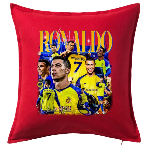 Cristiano Ronaldo Al Nassr — Μαξιλάρι καναπέ Κόκκινο 100% βαμβάκι, περιέχεται το γέμισμα (50x50cm)