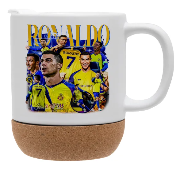 Cristiano Ronaldo Al Nassr — Κούπα, κεραμική με βάση φελού και καπάκι (ΜΑΤ), 330ml