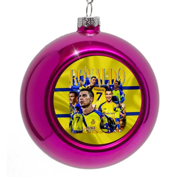 Cristiano Ronaldo Al Nassr — Στολίδι Χριστουγεννιάτικη μπάλα δένδρου Μωβ 8cm