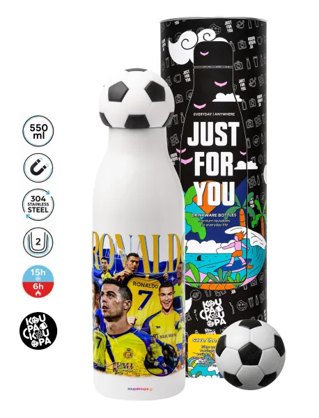 Cristiano Ronaldo Al Nassr — Μπάλα ποδοσφαίρου μεταλλικό παγούρι θερμός, διπλού τοιχώματος, 550ml