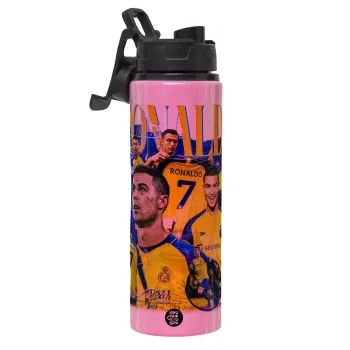 Cristiano Ronaldo Al Nassr, Metallic water bottle with safety lid, 850ml aluminum