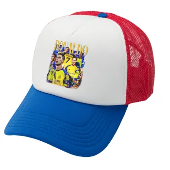 Cristiano Ronaldo Al Nassr, Καπέλο Ενηλίκων Soft Trucker με Δίχτυ Red/Blue/White (POLYESTER, ΕΝΗΛΙΚΩΝ, UNISEX, ONE SIZE)