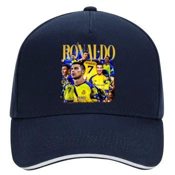 Cristiano Ronaldo Al Nassr, DRILL Adult Ultimate Hat BLUE/WHITE, (100% COTTON, ADULT, UNISEX, ONE SIZE)