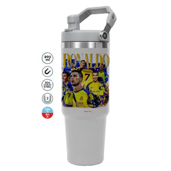 Cristiano Ronaldo Al Nassr, GREY color, 890ml (30oz) stainless Steel Tumbler with Handle