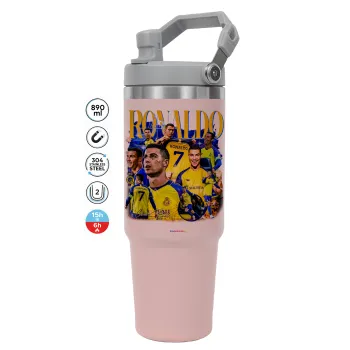 Cristiano Ronaldo Al Nassr, Pink color, 890ml (30oz) stainless Steel Tumbler with Handle