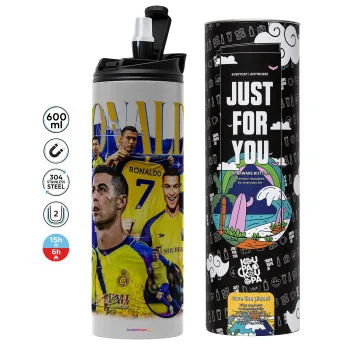 Cristiano Ronaldo Al Nassr, Tumbler stainless steel GREY 600ml