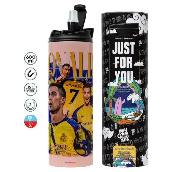 Cristiano Ronaldo Al Nassr, Tumbler stainless steel PINK 600ml