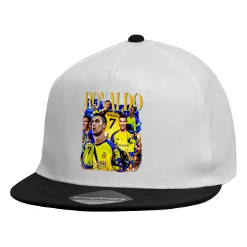 Cristiano Ronaldo Al Nassr, Καπέλο παιδικό Flat Snapback, Λευκό (100% ΒΑΜΒΑΚΕΡΟ, ΠΑΙΔΙΚΟ, UNISEX, ONE SIZE)