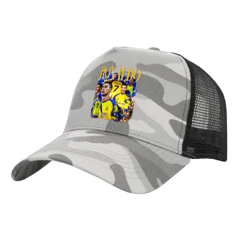 Cristiano Ronaldo Al Nassr, Adult Structured Trucker Hat, with Mesh, (Camouflage) Army Camo (100% COTTON, ADULT, UNISEX, ONE SIZE)