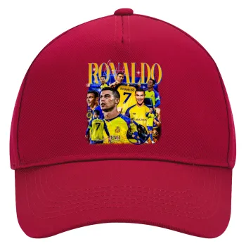 Cristiano Ronaldo Al Nassr, Καπέλο Ενηλίκων Ultimate ΚΟΚΚΙΝΟ, (100% ΒΑΜΒΑΚΕΡΟ DRILL, ΕΝΗΛΙΚΩΝ, UNISEX, ONE SIZE)