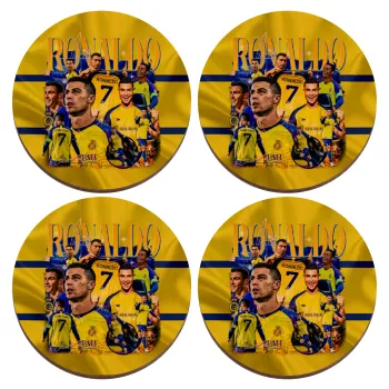 Cristiano Ronaldo Al Nassr, ΣΕΤ x4 Σουβέρ ξύλινα στρογγυλά plywood (9cm)