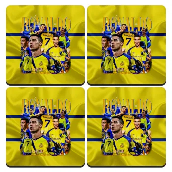 Cristiano Ronaldo Al Nassr, ΣΕΤ 4 Σουβέρ ξύλινα τετράγωνα (9cm)