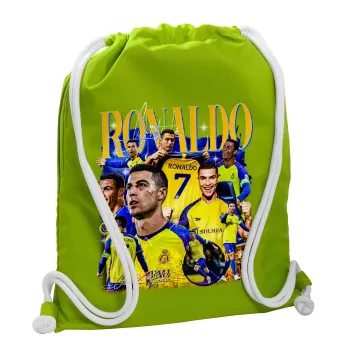 Cristiano Ronaldo Al Nassr, Backpack bag GYMBAG LIME GREEN, with pocket (40x48cm) & thick cords