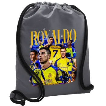 Cristiano Ronaldo Al Nassr, Τσάντα πλάτης πουγκί GYMBAG ΓΚΡΙ, με τσέπη (40x48cm) & χονδρά κορδόνια