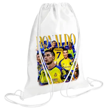 Cristiano Ronaldo Al Nassr, Τσάντα πλάτης πουγκί GYMBAG λευκή (28x40cm)