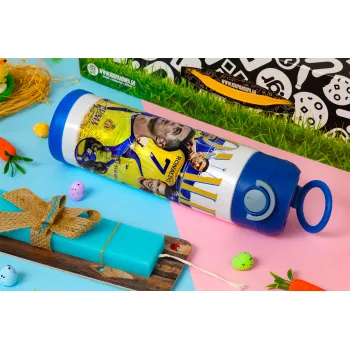 Cristiano Ronaldo Al Nassr, Πασχαλινή Λαμπάδα με Παιδικό παγούρι θερμό, ανοξείδωτο, με καλαμάκι ασφαλείας, ΜΠΛΕ (500ml)