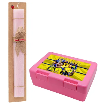 Cristiano Ronaldo Al Nassr, Easter Set, children's snack container PINK & scented flat Easter candle (30cm) (PINK)