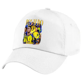 Cristiano Ronaldo Al Nassr, Πεντάφυλλο καπέλο Λευκό, 100% Βαμβακερό (Twill), με ρύθμιση, unisex