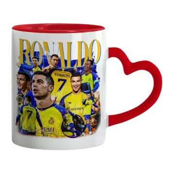 Cristiano Ronaldo Al Nassr, Mug heart red handle, ceramic, 330ml