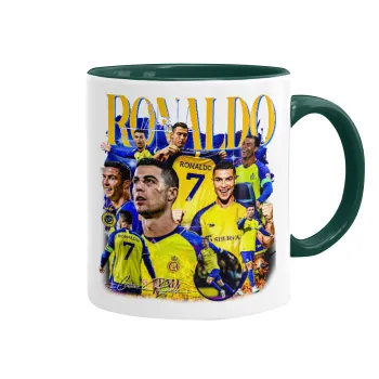 Cristiano Ronaldo Al Nassr, Κούπα χρωματιστή πράσινη, κεραμική, 330ml