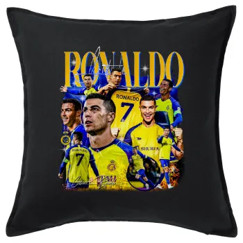 Cristiano Ronaldo Al Nassr, Μαξιλάρι καναπέ Μαύρο 100% βαμβάκι, περιέχεται το γέμισμα (50x50cm)