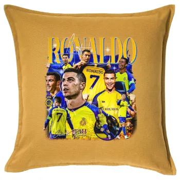 Cristiano Ronaldo Al Nassr, Sofa cushion YELLOW 50x50cm includes filling