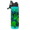 Metallic water bottle with safety lid, 850ml aluminum