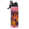 Metallic water bottle with safety lid, 850ml aluminum