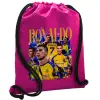 Backpack pouch GYMBAG Fuchsia, with pocket (40x48cm) & thick cords