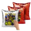 Μαξιλάρι καναπέ Μαγικό Κόκκινο με πούλιες 40x40cm περιέχεται το γέμισμα